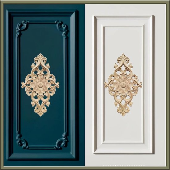 4 Stuks Houtsnijwerk Applique Hout, Houten Ornamenten
