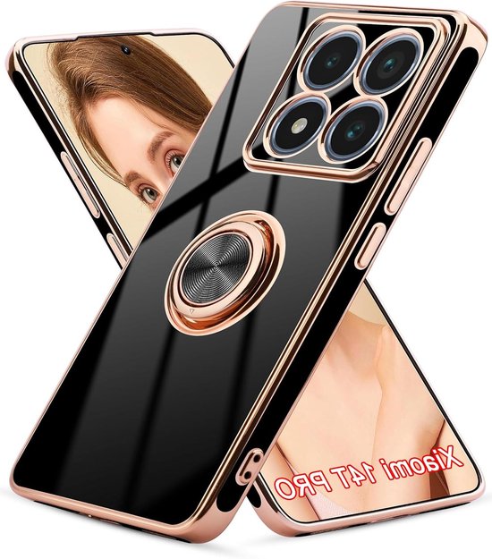 iPhone 15 Pro Max Hoesje, MobyDefend Pantsercase Met Draaibare Ring, Goud