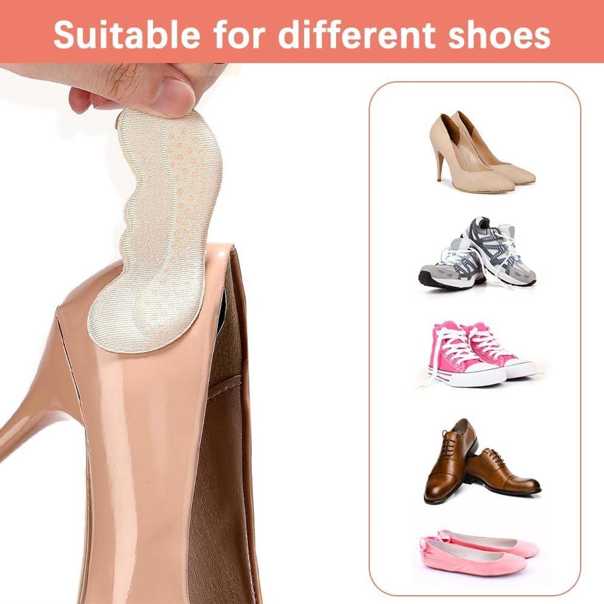 Allecto Plus Hielkussens voor schoenen Set van 12 3mm 6mm Beige Zwart Roze Antislip Hoge hakken Pumps Leren schoenen