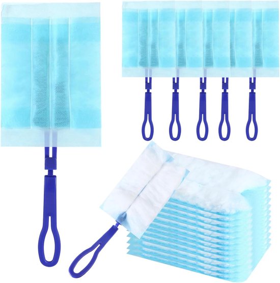 41 stuks compatibel met Swiffer stofmagneet, navulverpakking, 360° stofdoek voor Swiffer Duster navulling voor dierenharen, stof, vuil, ongeparfumeerd ( 40 lichtgele doeken 1 telescopische handgreep