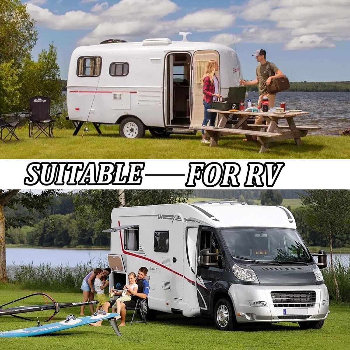Allecto Plus - Waterdichte hoes voor campers en caravan | Universele camperhoes van 210D Oxford-stof | Zomer UV-bescherming | Ademend | Met intrekbare riemen | Voor camper reizen | Afmetingen 75 x 3 meter