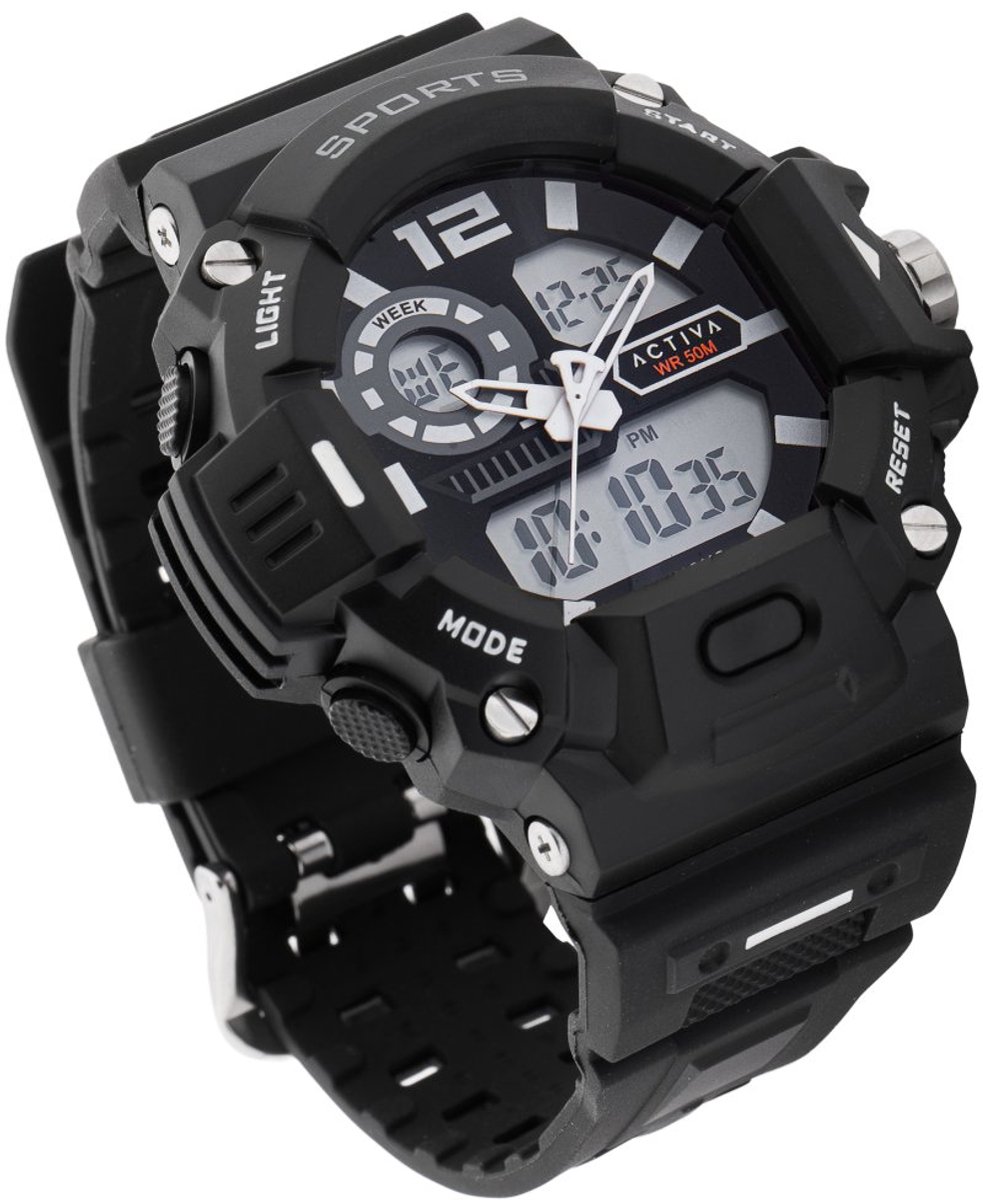 Activa x Invicta Digital ACW495-001 Heren Horloge - Waterdicht - Digitaal - Quartz Uurwerk - Plastic met zwarte Wijzerplaat - 55mm