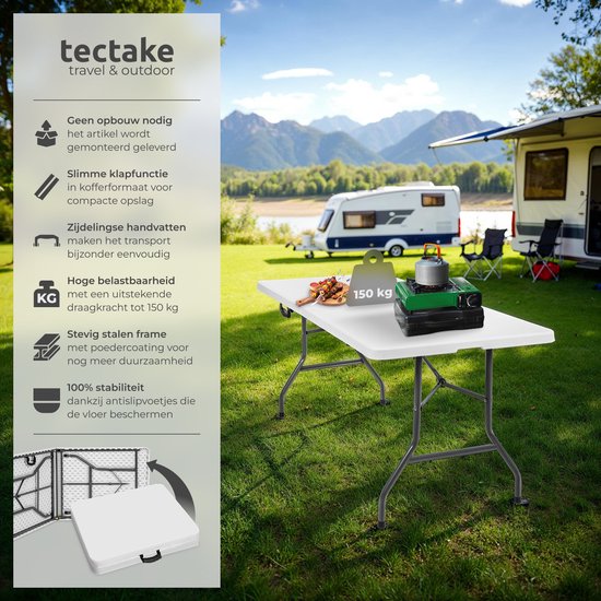 tectake® Campingtafel opvouwbaar - Draagbare Aluminium kampeertafel - Vouwtafel buiten - Inklapbare tafel - Weerbestendig - div afmetingen (140x70x70cm (model 401170