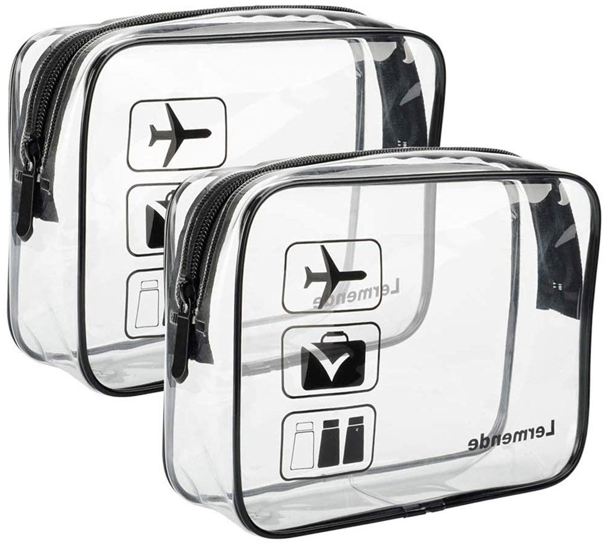 EXCITAT Toilettas - Cosmetische tas - Luchthaven-compatibele tas - Reistas - Doorzichtige - 2 stuks