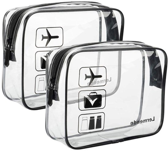 EXCITAT Toilettas - Cosmetische tas - Luchthaven-compatibele tas - Reistas - Doorzichtige - 2 stuks