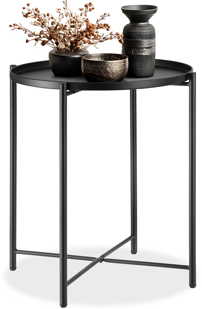 tectake - Bijzettafel Chester zwart - 45,5x45,5x53cm, maximale draagkracht 30kg - 404185