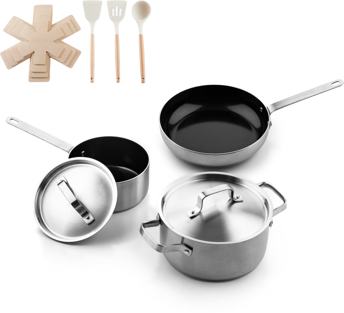 Soenil by ISENVI Starter - Pannenset inductie - 3 delig - RVS handgreep