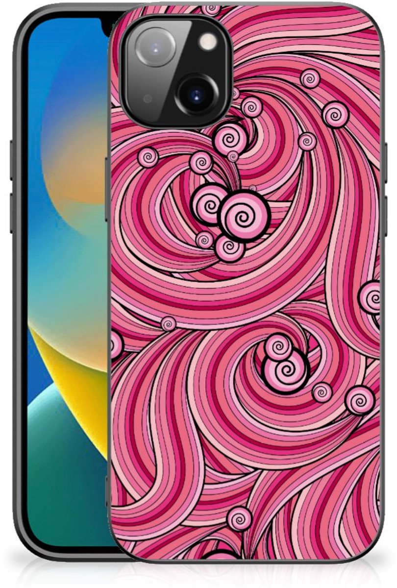 iPhone 14 Plus Leuk Telefoonhoesje Swirl Pink