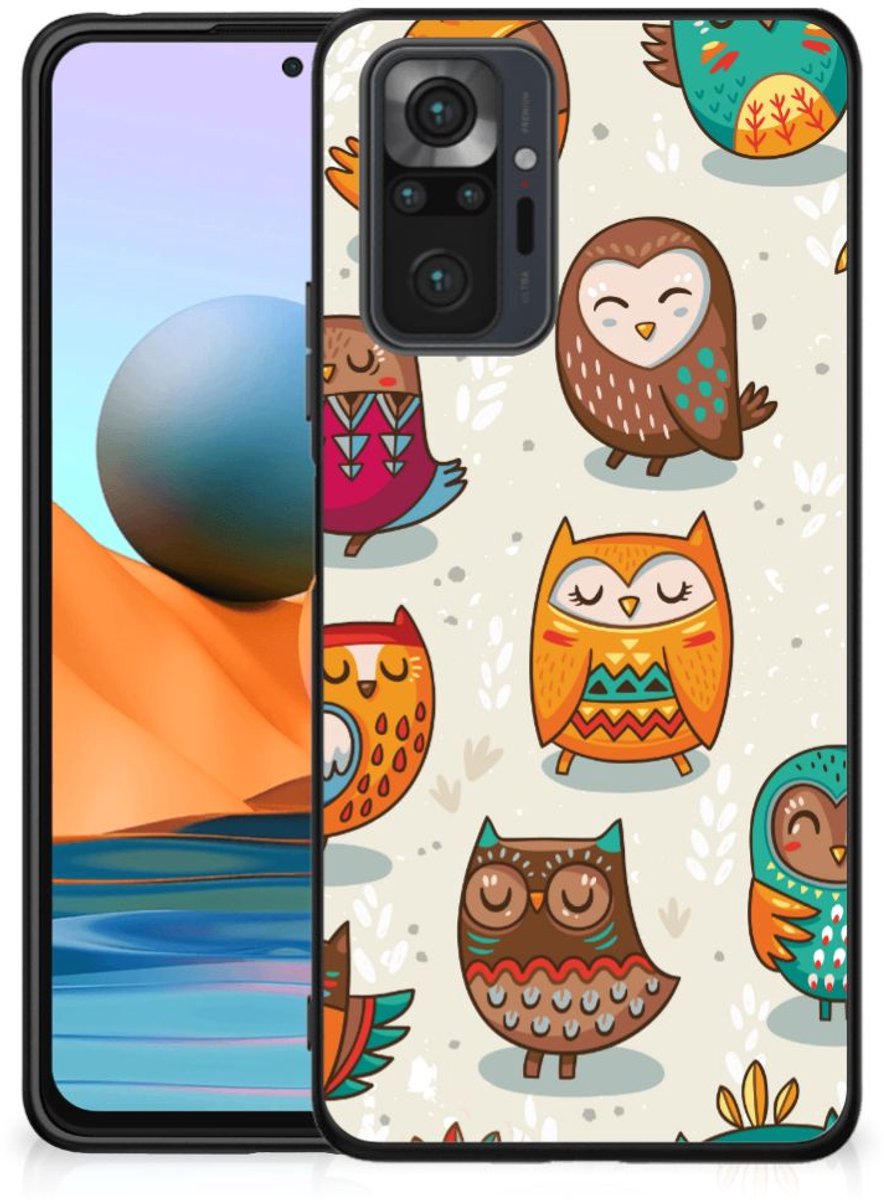 Xiaomi Redmi Note 10 Pro Dierenprint Telefoonhoesje Vrolijke Uilen