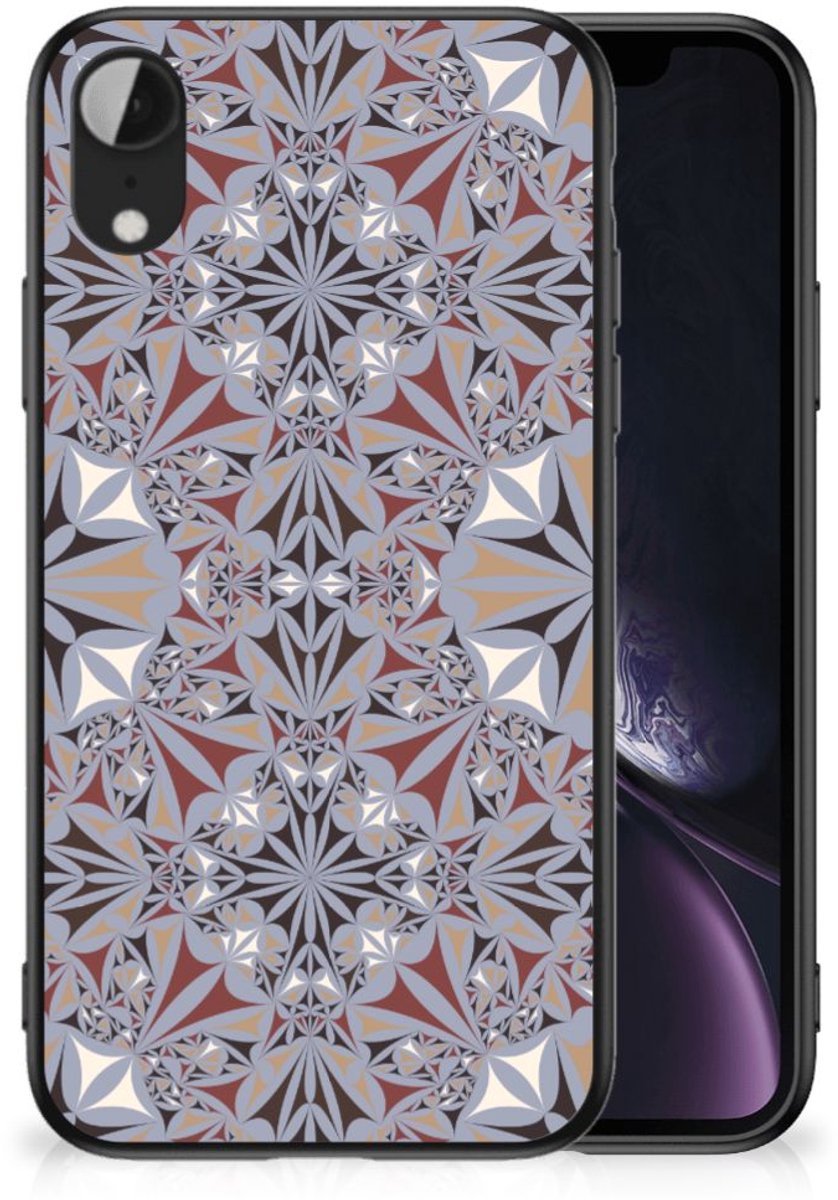 Back Cover voor Apple iPhone XR Marmeren Print Telefoonhoesje Flower Tiles