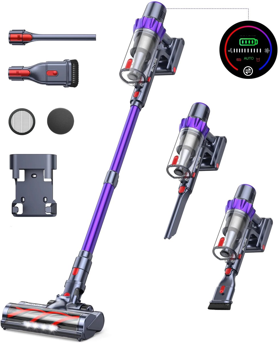 Steelstofzuiger - Draadloze Stofzuiger - Vacuum Cleaner - Kruimeldief Snoerloos - Handstofzuiger - 500W - 48KPa - 1.5L Stofreservoir - Automatische Zuigkracht Aanpassing - Ideaal voor Huisdierharen, Tapijt en Harde Vloeren