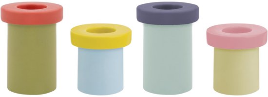 Foto: Remember kaarsenstandaard pippo set van 4 stuks porselein multicolor 