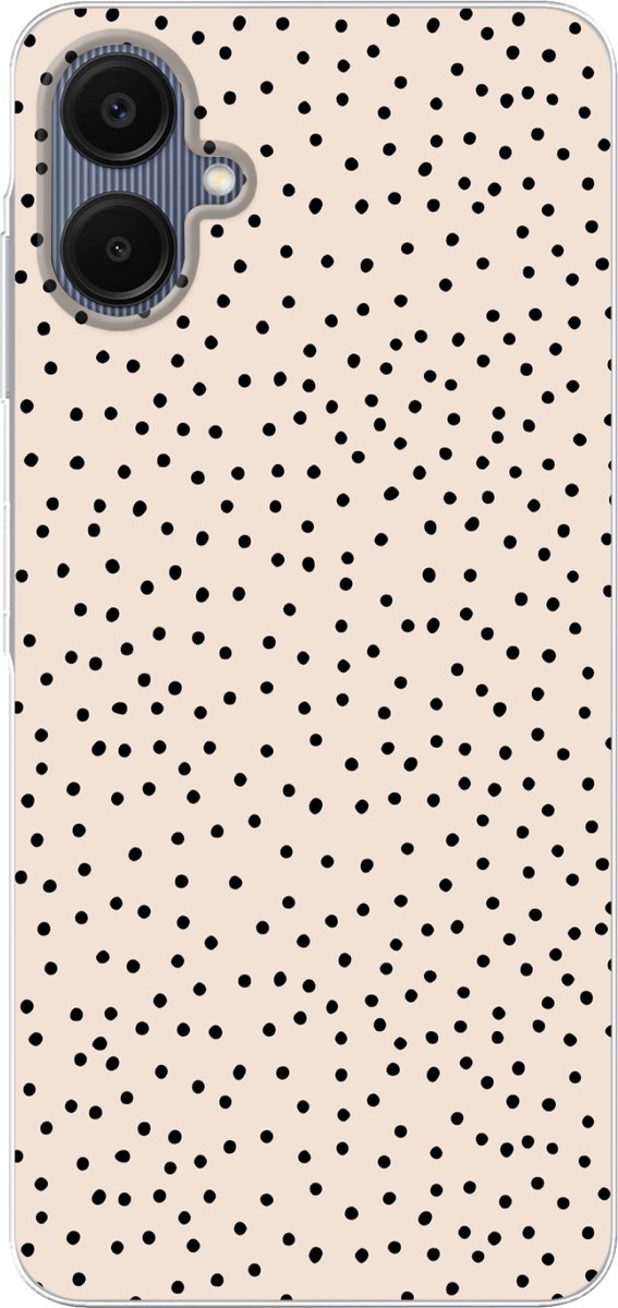 Telefoonhoesje Geschikt voor Samsung Galaxy A06 hoesje - Stip - Beige - Zwart - Siliconen Telefoonhoesje Telefoonhoesje