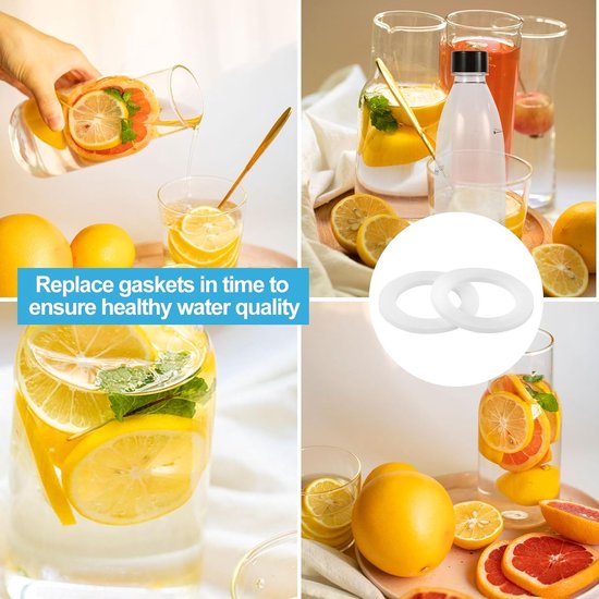 6pcs Silicone Gasket Replacements - Rectangular Skewer Stainless Steel - White Bottle O-Ring Compatible met Sodastream Plastic Bottle Sealing Gasket Vervangingen — afbeelding 2