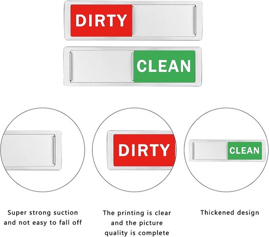 Magnet voor Vaatwasser - Schoon Vies Bord voor Vaatwasser - Keukenaccessoires - Vaatwasser Schoon Vies Plaat - Zilver Gezoomd Rechthoekig Rood-Groen voor Vaatwasser - Keuken Gadgets van Merkloos	 — afbeelding 5