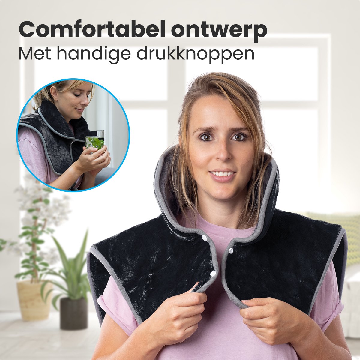 Auronic Warmtekussen - Elektrisch deken voor Nek, Schouders en Rug - Wasbaar - Energiezuinig - Verwarmingsdeken - Zwart – foto 6