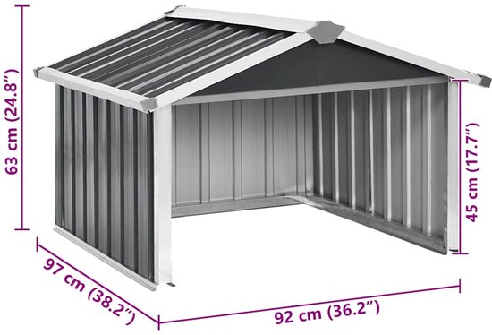 vidaXL - Overkapping - voor - robotmaaier - 92x97x63 - cm - staal - antracietkleurig