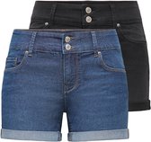 Only Dames Short Broeken ONLCarmen 2 Pack skinny Fit Blauw Volwassenen Jeans shorts dames - Spijkerbroek kort dames