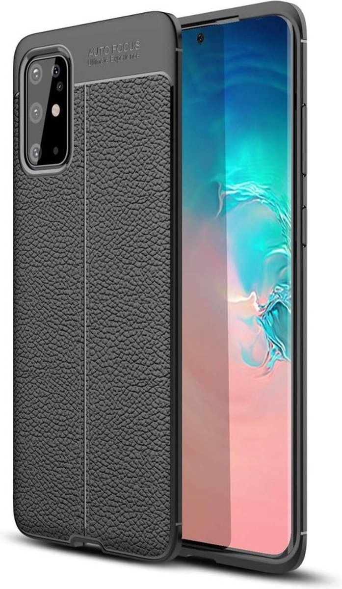 HB Hoesje Geschikt voor Samsung Galaxy S20 Plus - Leather Textured Back Cover - Zwart