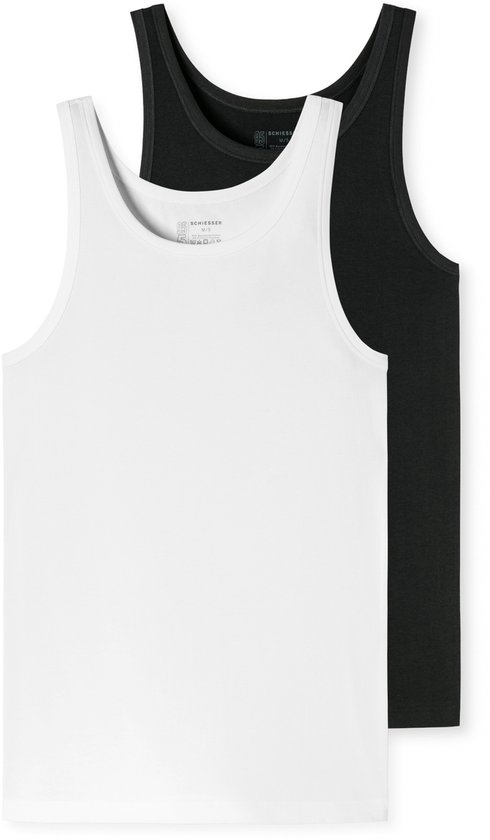SCHIESSER 95/5 débardeur (pack de 2) - coton biologique homme noir/blanc - Taille : XL