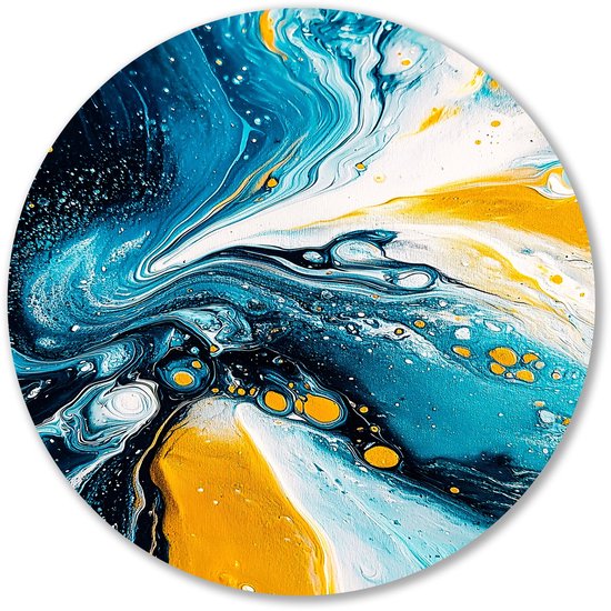 Abstracte kunst met kleuren - Abstract wandcirkel - Ronde muurdecoratie vormen - Abstract expressionisme - Muurcirkels van Forex - Interieurdecoratie kamer - Muurcirkel forex 50x50 cm