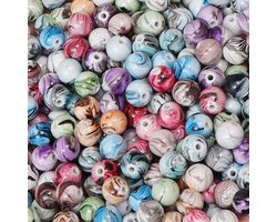 foto van Belle Vous Acryl Ronde Kralen Voor Sieraden Maken (500 Pak) – Spacer Kralen Voor Armband & Ketting Maken – DIY Hobby Kristallen Koord Set – Multigekleurde Inkt Patronen Voor Sleutelhangers & Keychains