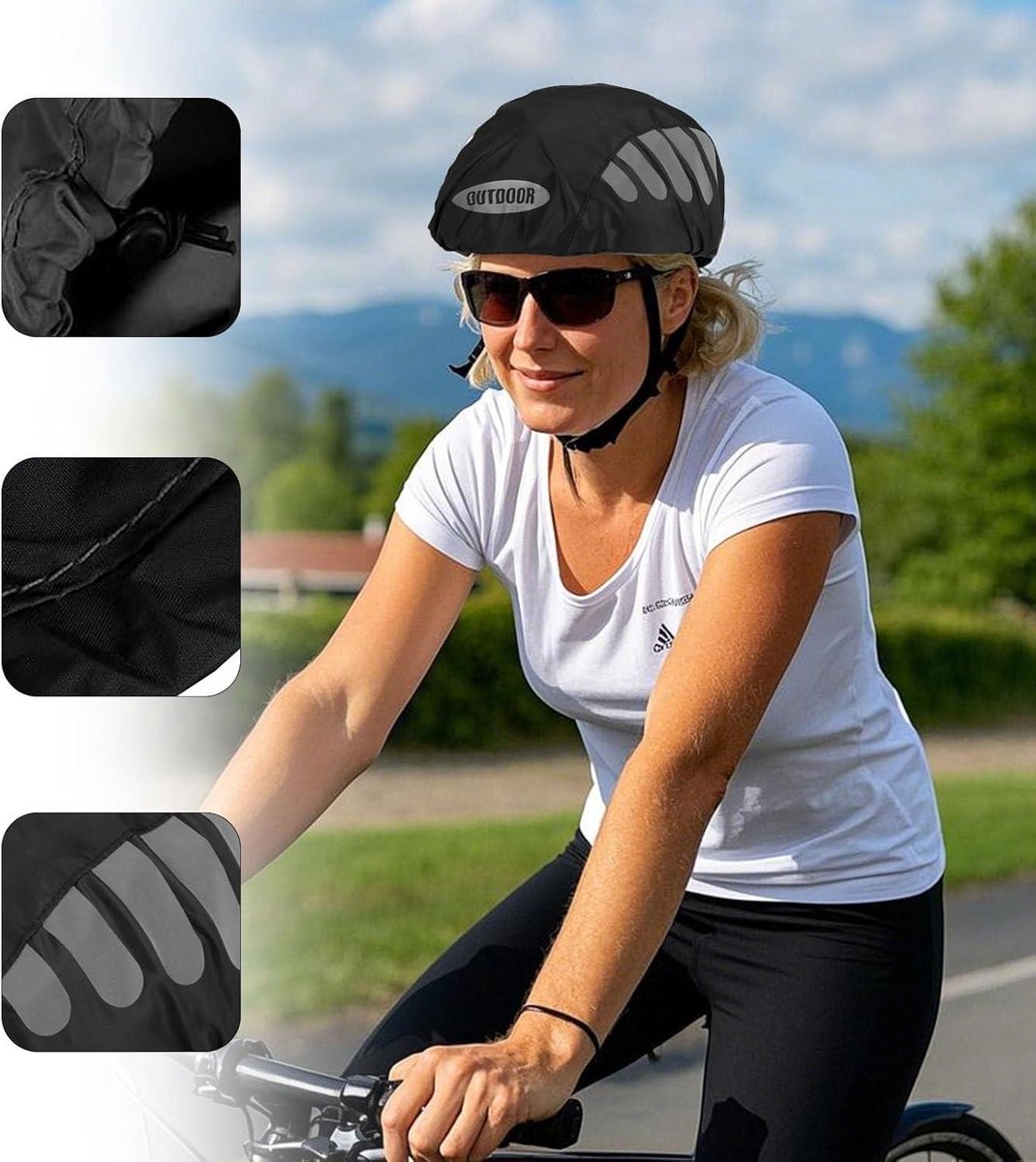 Allecto Plus - Regenbescherming voor fietshelm wielersport waterdicht helmhoes reflecterend universeel geschikt voor alle helmen - Fietsreizen outdoor accessoire.
