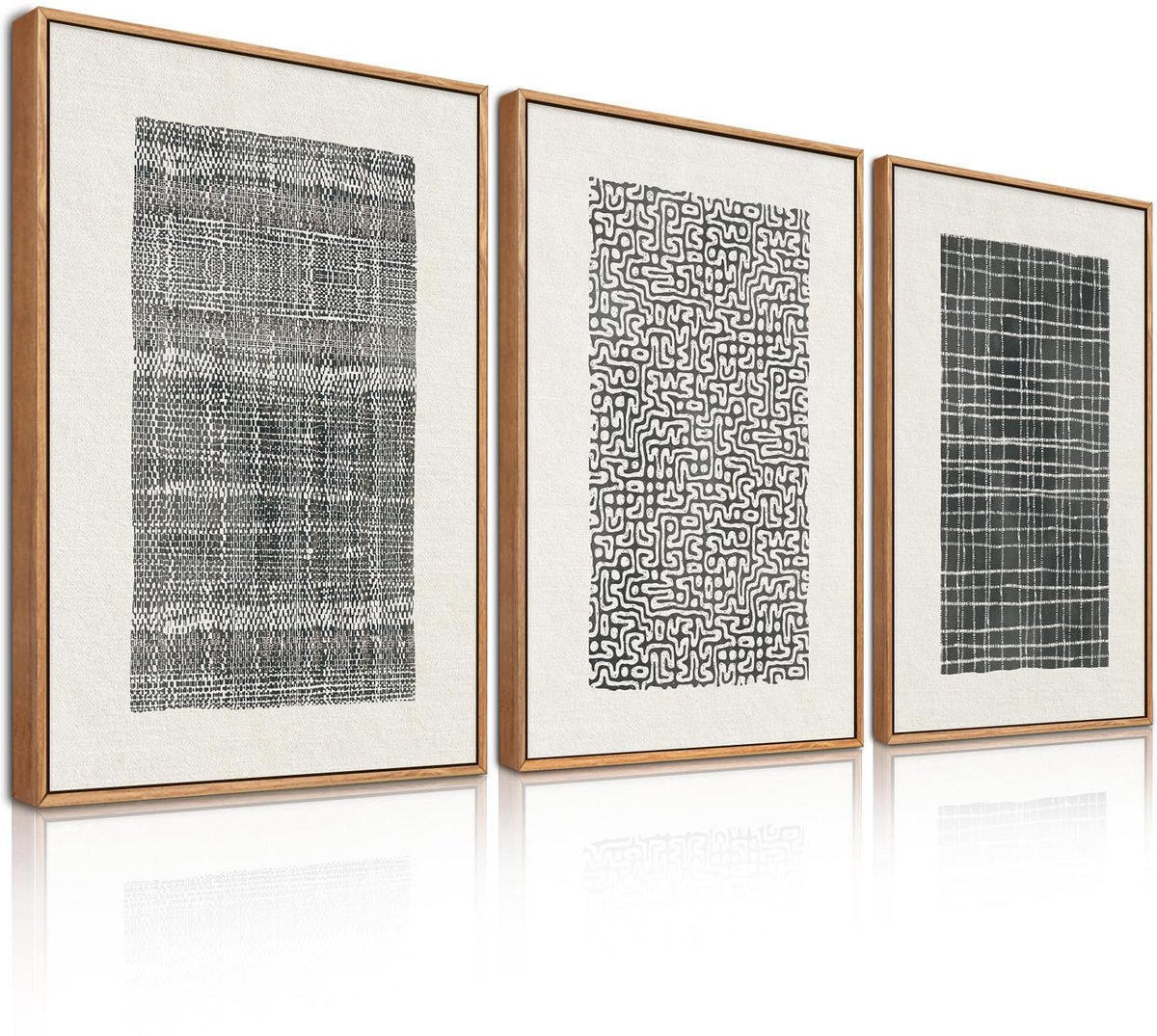 Ibenzoa Moderne abstracte wanddecoratie set van 3 met geometrische patronen voor woonkamer en kantoor kleur j