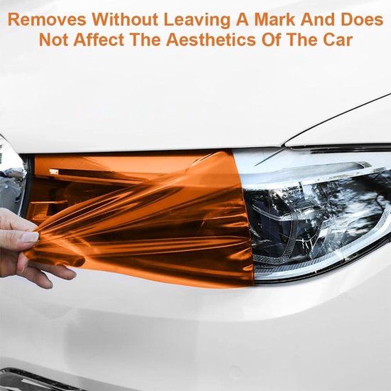Autocollant Phare Voiture Film Protection Phares Orange 30x120cm - PVC Autocollant - Pour Voiture, Moto Lampe Orange