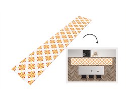 Keukenloper 300x50 cm - Keukenmat vinyl Patroon - Jaren 70 - Bloemen - Oranje - Keukenmatten loper - Keuken vloerkleed tapijt
