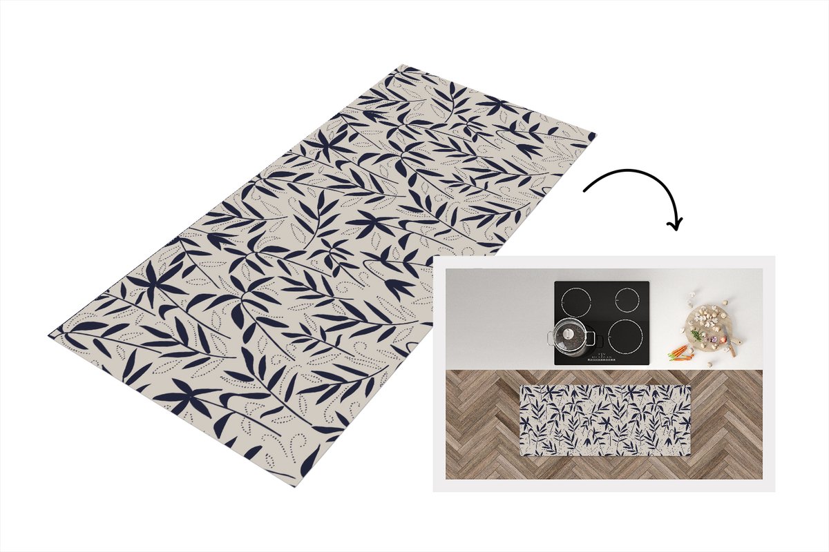 KitchenYeah Keukenloper 120x50 cm - Keukenmat vinyl Planten - Japan - Patronen - Keukenmatten loper - Keuken vloerkleed tapijt