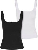 Haut côtelé à col large Urban Classics (Set de 2) pour femme, noir et blanc, taille S