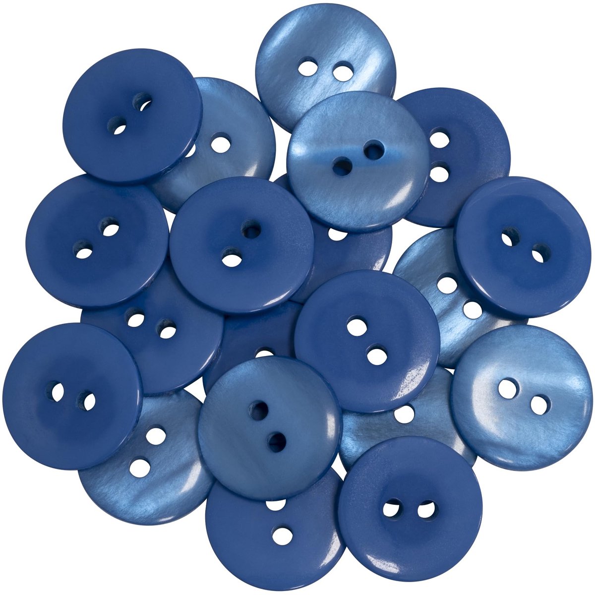 AERZETIX - C67869 - Set van 20 ronde naaiknopen Ø12,5 mm met 2 gaten L20 20L - kleur blauw - van kunststof - confectie fournituren naaien kleding mode decoratie
