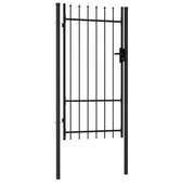Portail en acier vidaXL avec partie supérieure pointue - Portail de jardin Zwart - Portail en métal - Portail noir - Portail en acier - Clôture ornementale