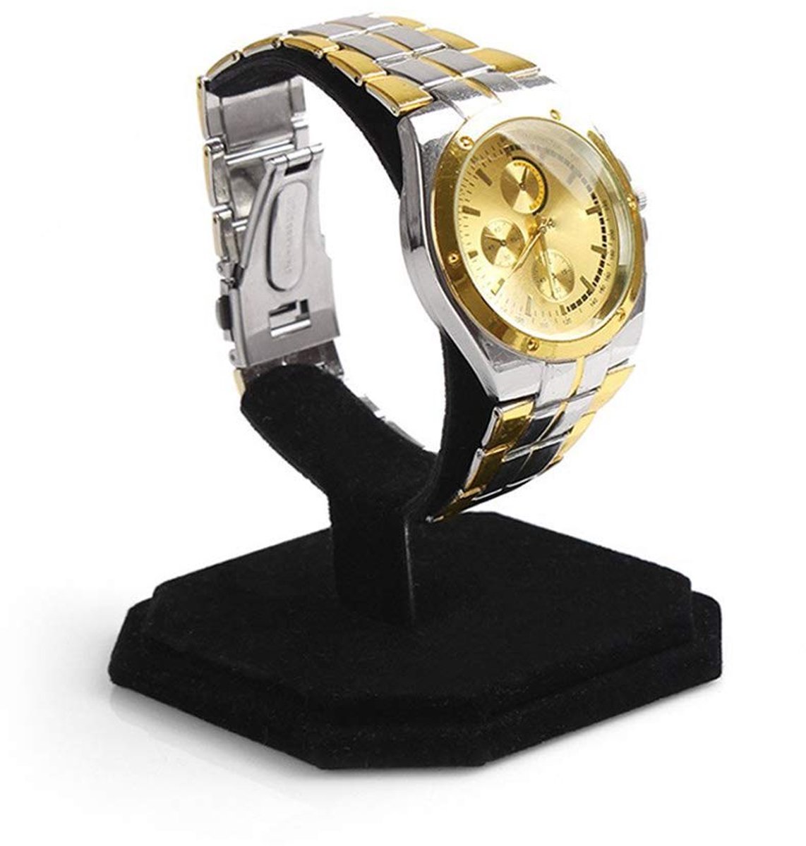 UKCOCO Horlogehouder Fluwelen C-type ontwerp Sieradenarmband Bangle Horloge Display Rack Standhouder (zwart)
