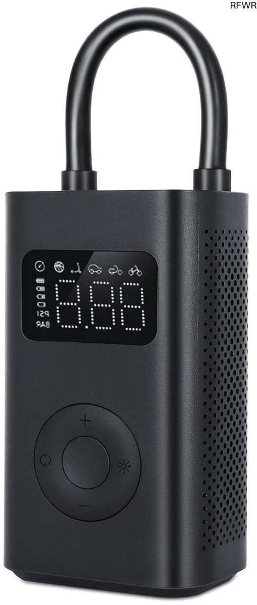 RFWR® Draagbare elektrische luchtcompressor met LCD-display en druksensor – 150 psi, 6 opblaasmodi, oplaadbare batterij voor auto, fiets en motorfiets