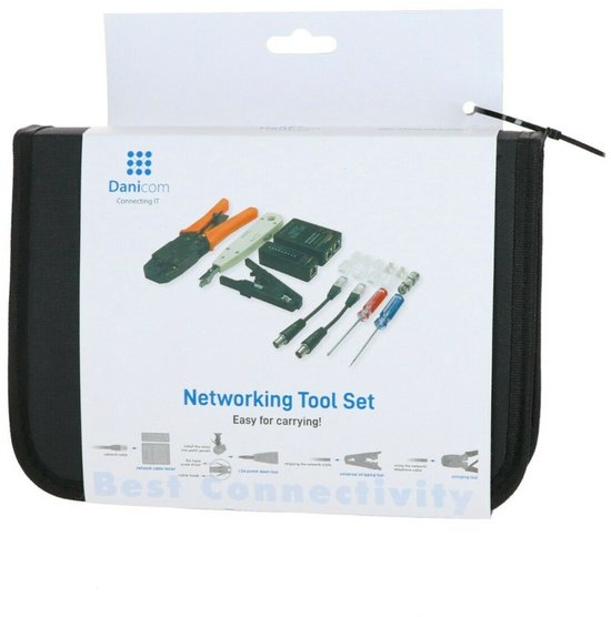 Ensemble d'outils réseau Danicom professionnel dans une mallette de transport
