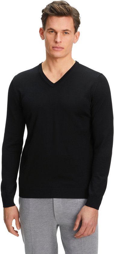 Pull col V en laine mérinos FALKE 60911 3000 noir M