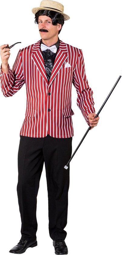 Jaren 20 Jasje Gestreept Rood/Wit - Maat 52