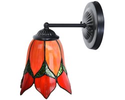 Tiffany wandlamp zwart met Lovely Flower Red - Art Deco Trade