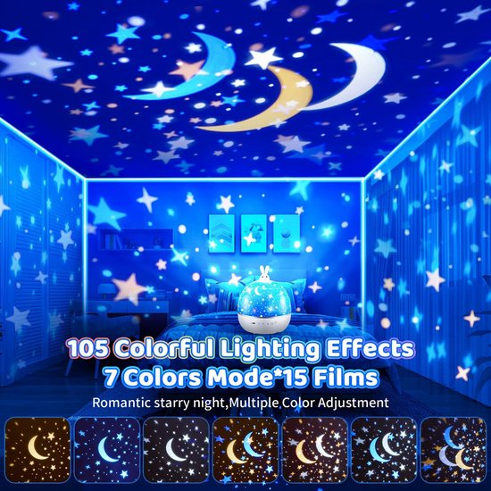 RFWR® Nachtlampje sterrenhemel projector voor kinderen met 15 films en muziekdoos van RFWR — afbeelding 5