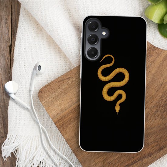 Telefoonhoesje Geschikt voor Samsung Galaxy A16 hoesje - Slang - Minimalistisch - Goud - Siliconen Telefoonhoesje Telefoonhoesje