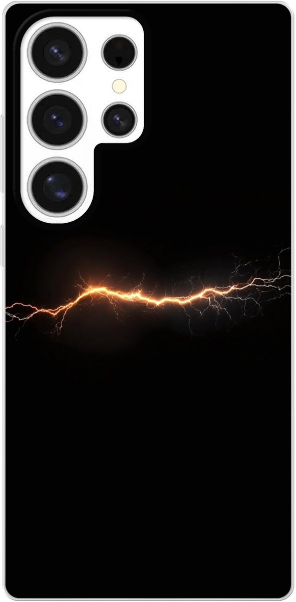 Telefoonhoesje Geschikt voor Samsung Galaxy S25 Ultra hoesje - Gaming - Oranje - Bliksemflits - Licht - Siliconen Telefoonhoesje Telefoonhoesje