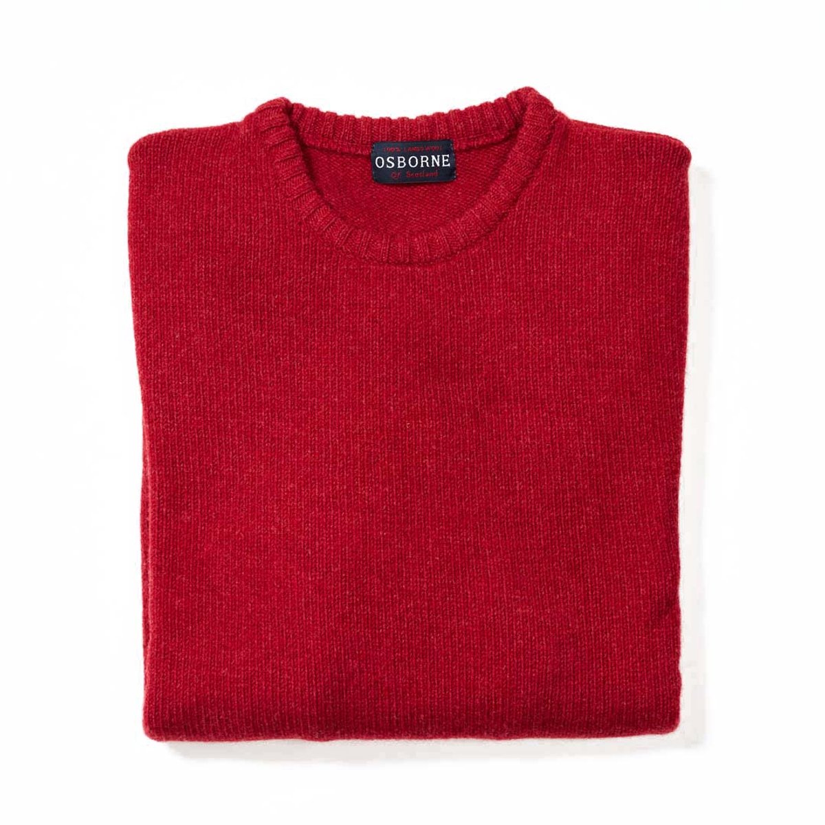 Osborne Knitwear Trui met vervilte ronde hals - Lamswol - Poppy Melange - M