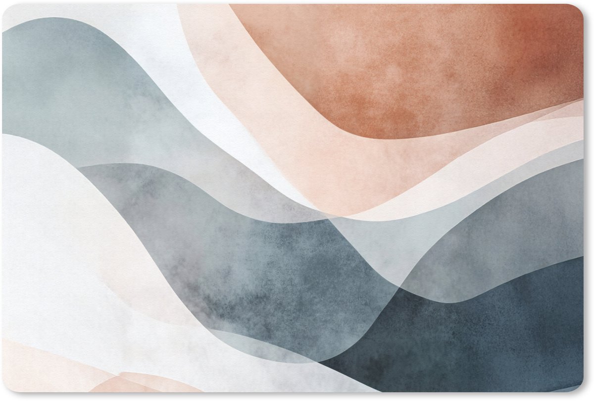 Muismat 27x18 cm - Mousepad Abstract - Golven - Blauw - Muismatten