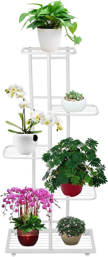 Bamworld Hoekplantenstandaard voor binnen met 4 niveaus voor meerdere planten, kleine gelaagde ronde bloemenstandaard voor terras, tuin, balkon