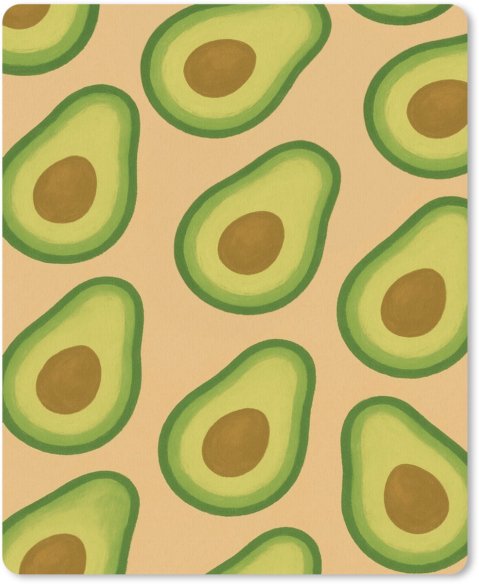 Muismat 19x23 cm - Mousepad Avocado - Patroon - Groen - Pit - Muismatten