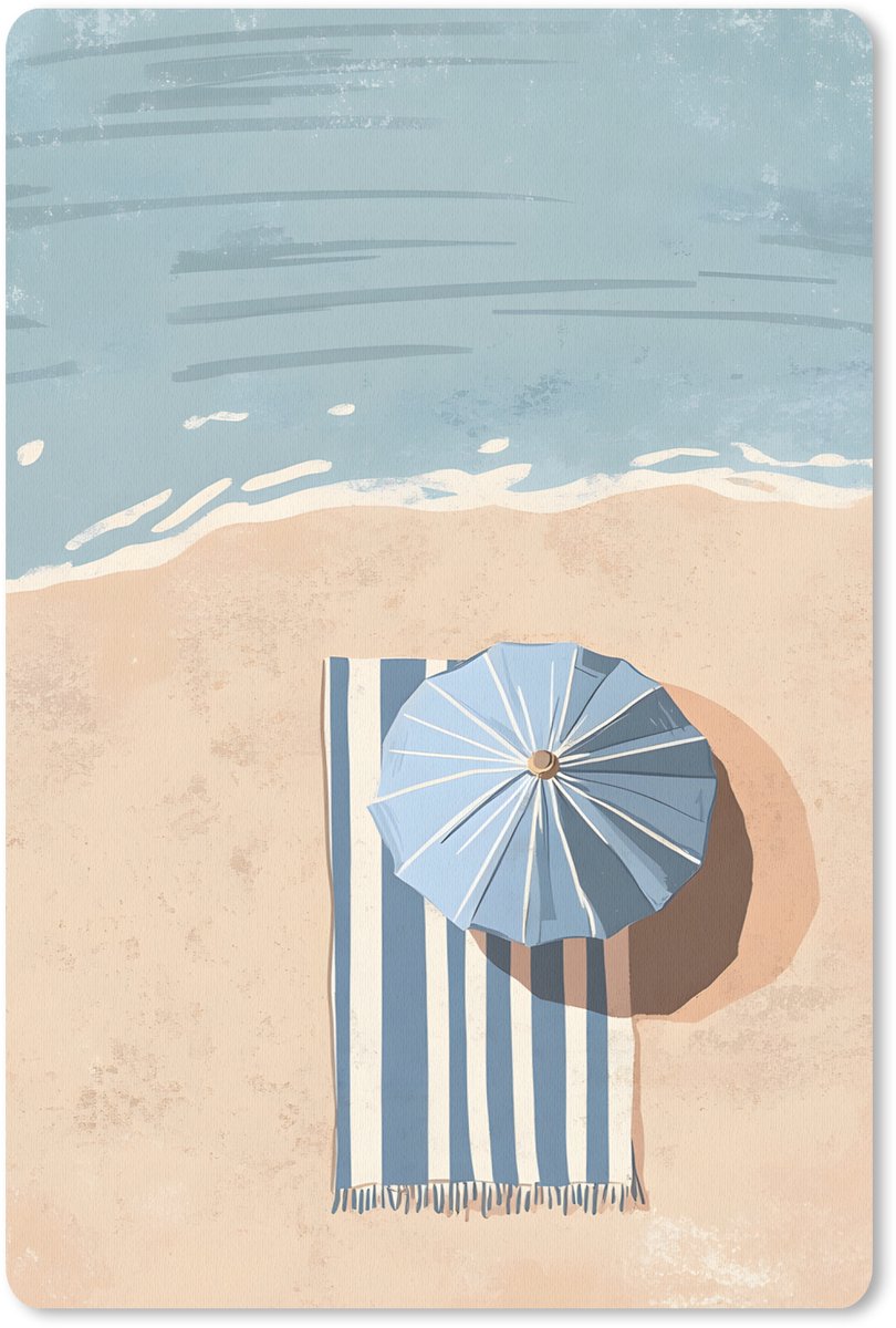 Muismat 18x27 cm - Mousepad Strandlaken - Strepen - Parasol - Strand - Muismatten