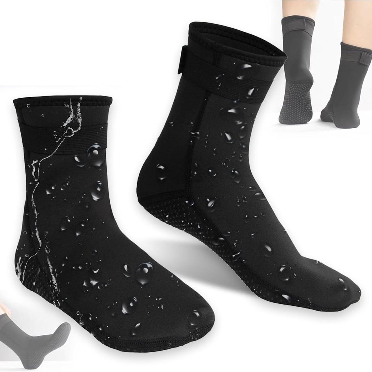 Neopreen Sokken met Klittenbandsluiting - Voor Dames en Heren - 3 MM - Duiksokken - Thermisch - Anti-Slip - Zeilen - Watersport - Zwemsokken - Neopreen - 1 Paar