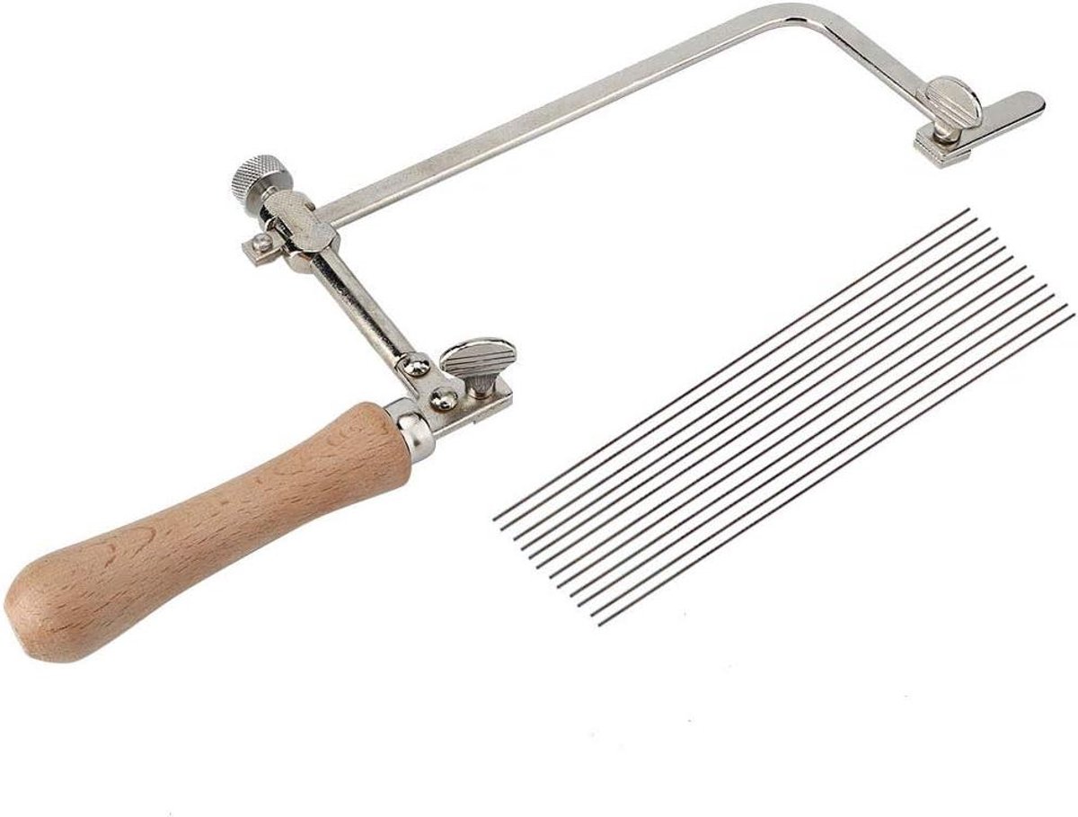 Titel: Handzaag voor sieraden en houtbewerking - Zaagboog voor DIY-projecten - Geschikt voor hout, plastic en metaal - Inclusief 12 zaagbladen